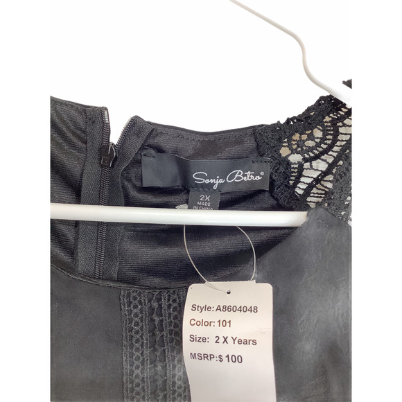 NWT Sonja Betro Black Crochet Lace Mini Dress 2X - Picture 9 of 9